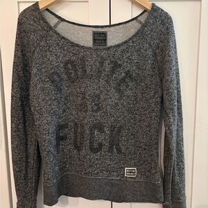 Buy Me Brunch explicit Off-the-Shoulder Gray Sweater